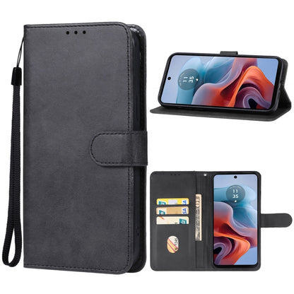 For Motorola Moto G34 Leather Phone Case(Black) - Motorola Cases by PMC Jewellery | Online Shopping South Africa | PMC Jewellery | Buy Now Pay Later Mobicred