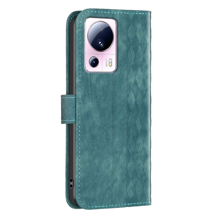 For Xiaomi 13 Lite 5G / Civi 2 Plaid Embossed Leather Phone Case(Green) - 13 Lite Cases by PMC TechLife | Online Shopping South Africa | PMC TechLife | Buy Now Pay Later Mobicred