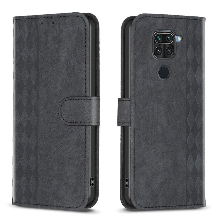 For Xiaomi Redmi Note 9 Plaid Embossed Leather Phone Case(Black) - Xiaomi Cases by PMC TechLife | Online Shopping South Africa | PMC TechLife | Buy Now Pay Later Mobicred