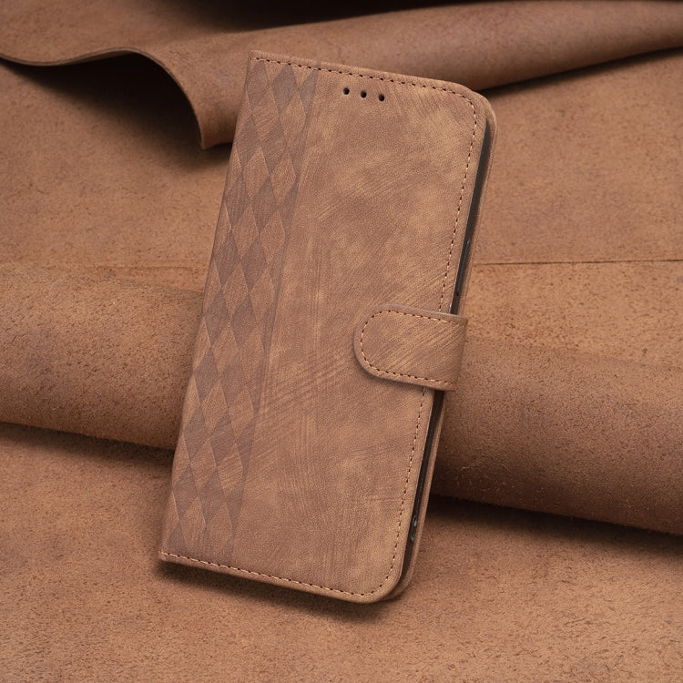 For Xiaomi Redmi Note 13 Pro 4G Global Plaid Embossed Leather Phone Case(Brown) - Note 13 Pro Cases by PMC TechLife | Online Shopping South Africa | PMC TechLife | Buy Now Pay Later Mobicred