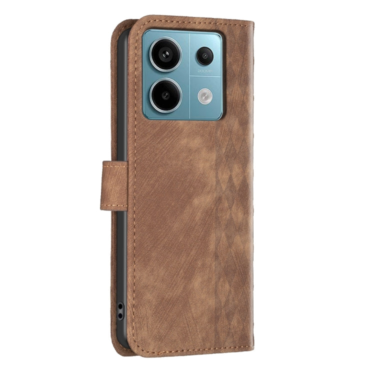 For Xiaomi Redmi Note 13 Pro 4G Global Plaid Embossed Leather Phone Case(Brown) - Note 13 Pro Cases by PMC TechLife | Online Shopping South Africa | PMC TechLife | Buy Now Pay Later Mobicred