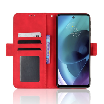 For Motorola Moto G52J 5G Skin Feel Calf Texture Card Slots Leather Phone Case(Red) - Motorola Cases by PMC Jewellery | Online Shopping South Africa | PMC Jewellery | Buy Now Pay Later Mobicred