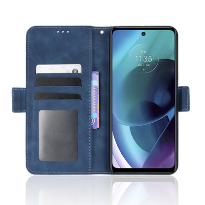 For Motorola Moto G52J 5G Skin Feel Calf Texture Card Slots Leather Phone Case(Blue) - Motorola Cases by PMC Jewellery | Online Shopping South Africa | PMC Jewellery | Buy Now Pay Later Mobicred