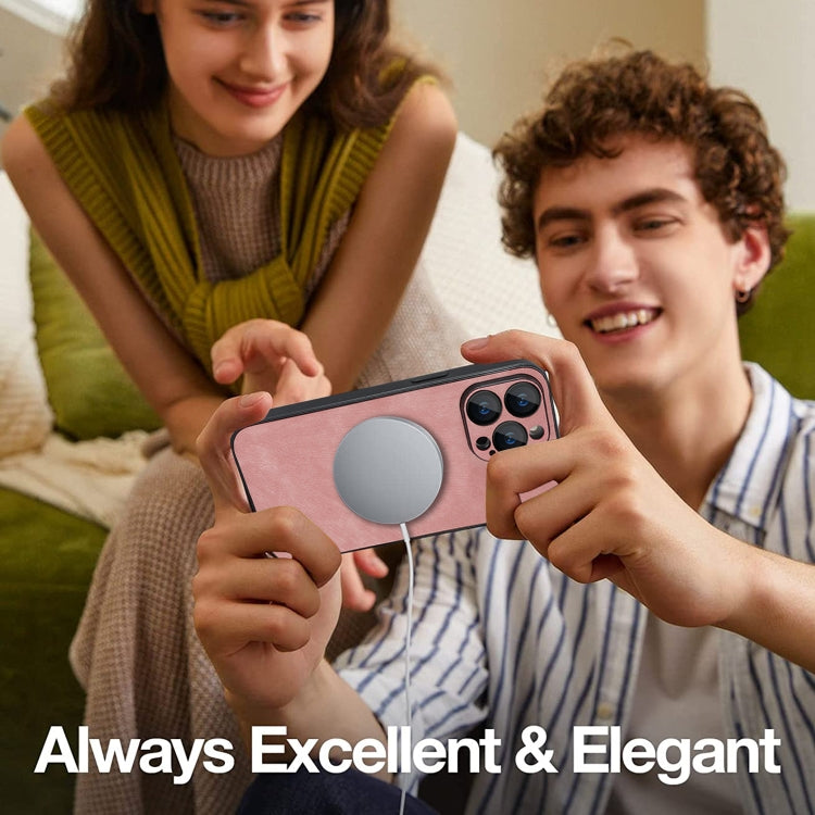 For iPhone 14 Pro Skin Feel Leather MagSafe Magnetic Phone Case(Pink) - free shipping - PMC TechLife - Order now!