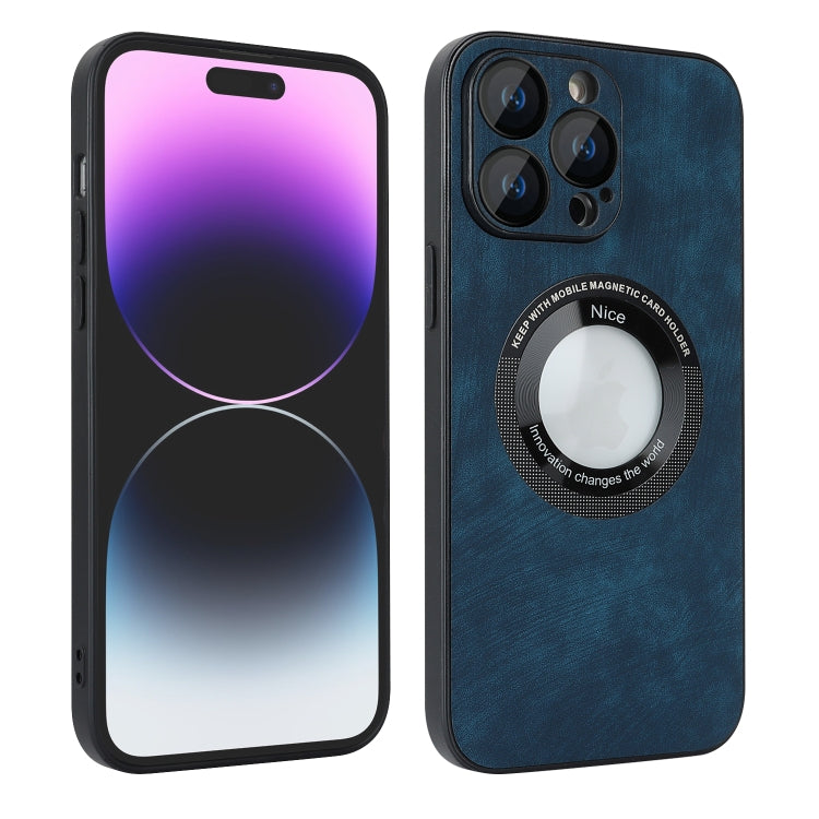 For iPhone 14 Pro Max Skin Feel Leather MagSafe Magnetic Phone Case(Blue) - iPhone 14 Pro Max Cases by PMC TechLife | Online Shopping South Africa | PMC TechLife