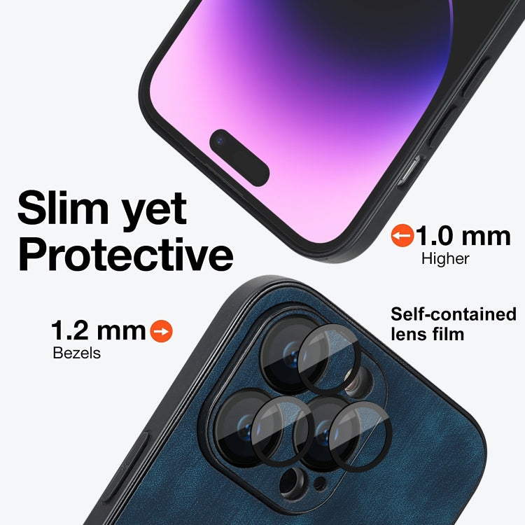 For iPhone 14 Pro Max Skin Feel Leather MagSafe Magnetic Phone Case(Blue) - iPhone 14 Pro Max Cases by PMC TechLife | Online Shopping South Africa | PMC TechLife