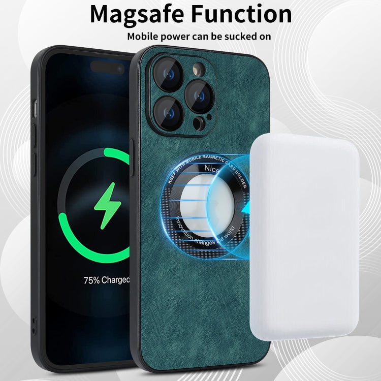 For iPhone 11 Pro Skin Feel Leather MagSafe Magnetic Phone Case(Green) - iPhone 11 Pro Cases by PMC TechLife | Online Shopping South Africa | PMC TechLife