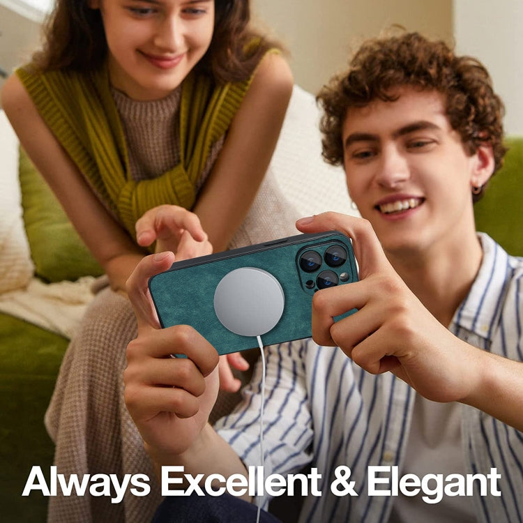 For iPhone 11 Pro Skin Feel Leather MagSafe Magnetic Phone Case(Green) - iPhone 11 Pro Cases by PMC TechLife | Online Shopping South Africa | PMC TechLife