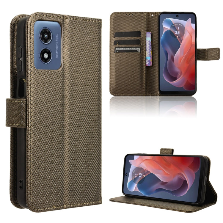 For Motorola Moto G Play 4G 2024 Diamond Texture Leather Phone Case(Brown) - Motorola Cases by PMC Jewellery | Online Shopping South Africa | PMC Jewellery | Buy Now Pay Later Mobicred