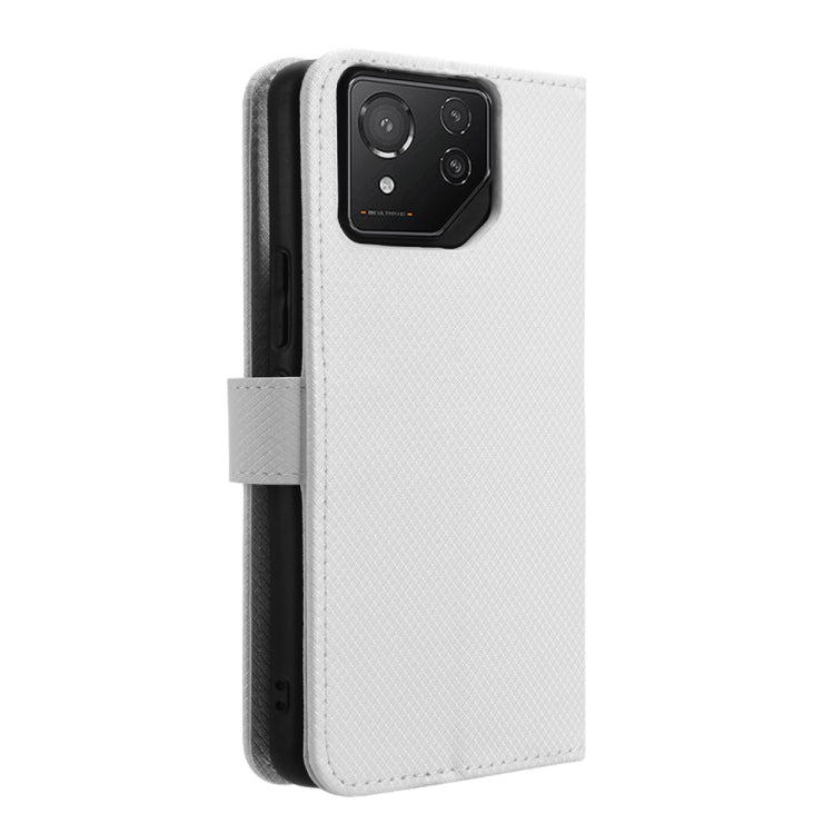 For Asus ROG Phone 8 Diamond Texture Leather Phone Case(White) - ASUS Cases by PMC TechLife | Online Shopping South Africa | PMC TechLife | Buy Now Pay Later Mobicred