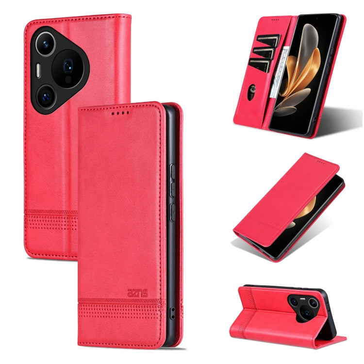 For Huawei Pura 70 Pro / 70 Pro+ Fine Hole AZNS Magnetic Calf Texture Flip Leather Phone Case(Red) - Huawei Cases by AZNS | Online Shopping South Africa | PMC Jewellery | Buy Now Pay Later Mobicred