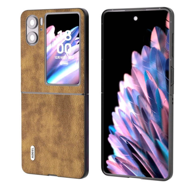 For OPPO Find N2 Flip ABEEL Retro Litchi Texture PU Phone Case(Brown) - Find N2 Flip Cases by PMC TechLife | Online Shopping South Africa | PMC TechLife | Buy Now Pay Later Mobicred