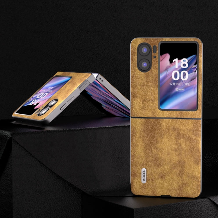 For OPPO Find N2 Flip ABEEL Retro Litchi Texture PU Phone Case(Brown) - Find N2 Flip Cases by PMC TechLife | Online Shopping South Africa | PMC TechLife | Buy Now Pay Later Mobicred