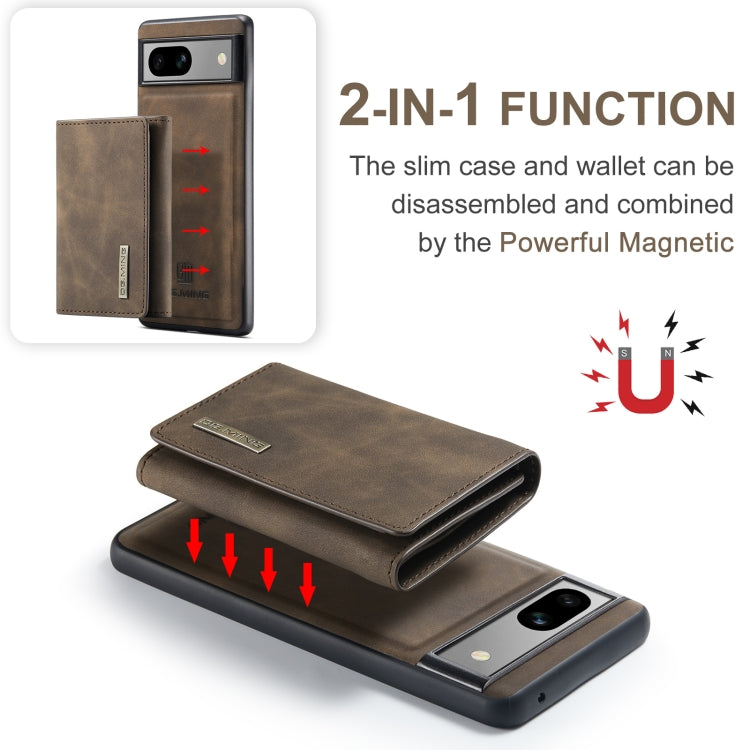 For Google Pixel 8A DG.MING M1 Series 3-Fold Multi Card Wallet + Magnetic Phone Case(Coffee) - Google Cases by DG.MING | Online Shopping South Africa | PMC TechLife | Buy Now Pay Later Mobicred