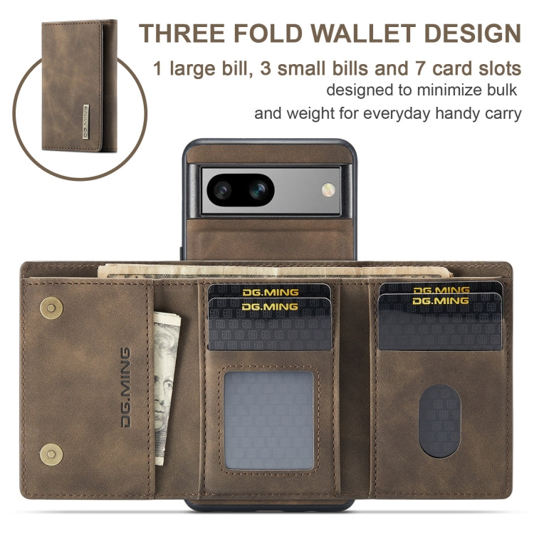 For Google Pixel 8A DG.MING M1 Series 3-Fold Multi Card Wallet + Magnetic Phone Case(Coffee) - Google Cases by DG.MING | Online Shopping South Africa | PMC TechLife | Buy Now Pay Later Mobicred