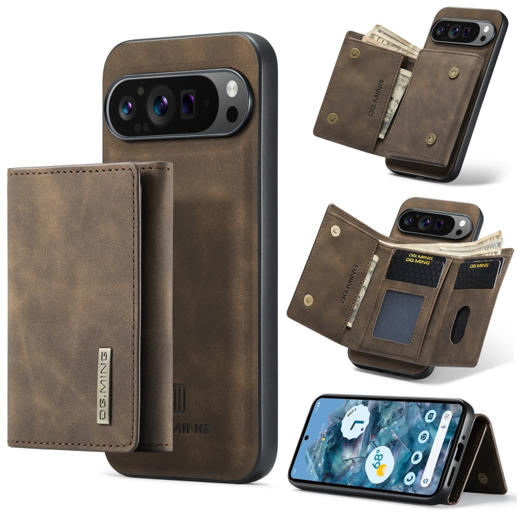 For Google Pixel 9 Pro XL DG.MING M1 Series 3-Fold Multi Card Wallet + Magnetic Phone Case(Coffee) - Google Cases by DG.MING | Online Shopping South Africa | PMC Jewellery | Buy Now Pay Later Mobicred