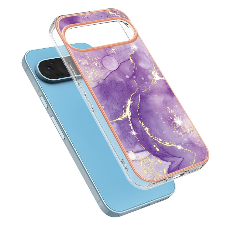 For Google Pixel 9 / 9 Pro Electroplating Marble Dual-side IMD Phone Case(Purple 002) - Google Cases by PMC TechLife | Online Shopping South Africa | PMC TechLife | Buy Now Pay Later Mobicred