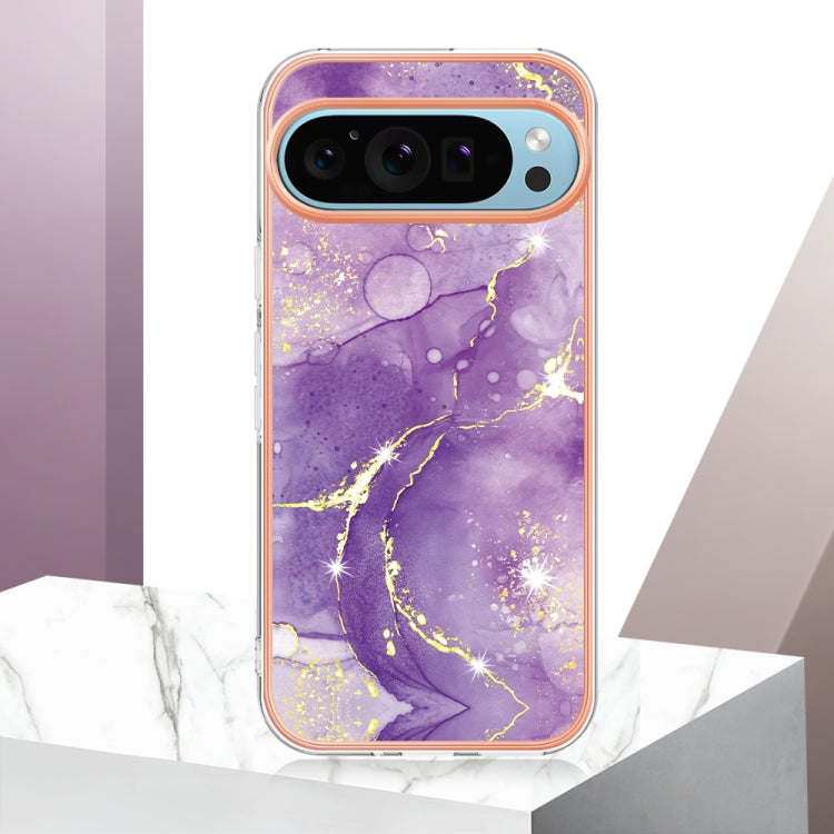 For Google Pixel 9 / 9 Pro Electroplating Marble Dual-side IMD Phone Case(Purple 002) - Google Cases by PMC TechLife | Online Shopping South Africa | PMC TechLife | Buy Now Pay Later Mobicred