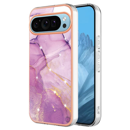 For Google Pixel 9 Pro XL Electroplating Marble Dual-side IMD Phone Case(Purple 001) - Google Cases by PMC Jewellery | Online Shopping South Africa | PMC Jewellery | Buy Now Pay Later Mobicred