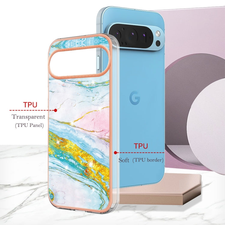For Google Pixel 9 Pro XL Electroplating Marble Dual-side IMD Phone Case(Green 004) - free shipping - PMC TechLife - Order now!