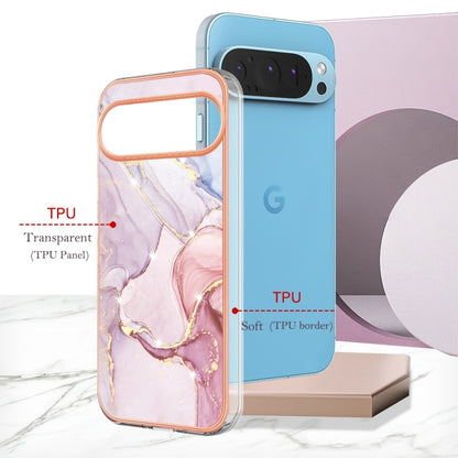 For Google Pixel 9 Pro XL Electroplating Marble Dual-side IMD Phone Case(Rose Gold 005) - Google Cases by PMC Jewellery | Online Shopping South Africa | PMC Jewellery | Buy Now Pay Later Mobicred