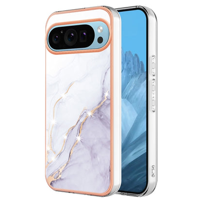 For Google Pixel 9 Pro XL Electroplating Marble Dual-side IMD Phone Case(White 006) - Google Cases by PMC Jewellery | Online Shopping South Africa | PMC Jewellery | Buy Now Pay Later Mobicred