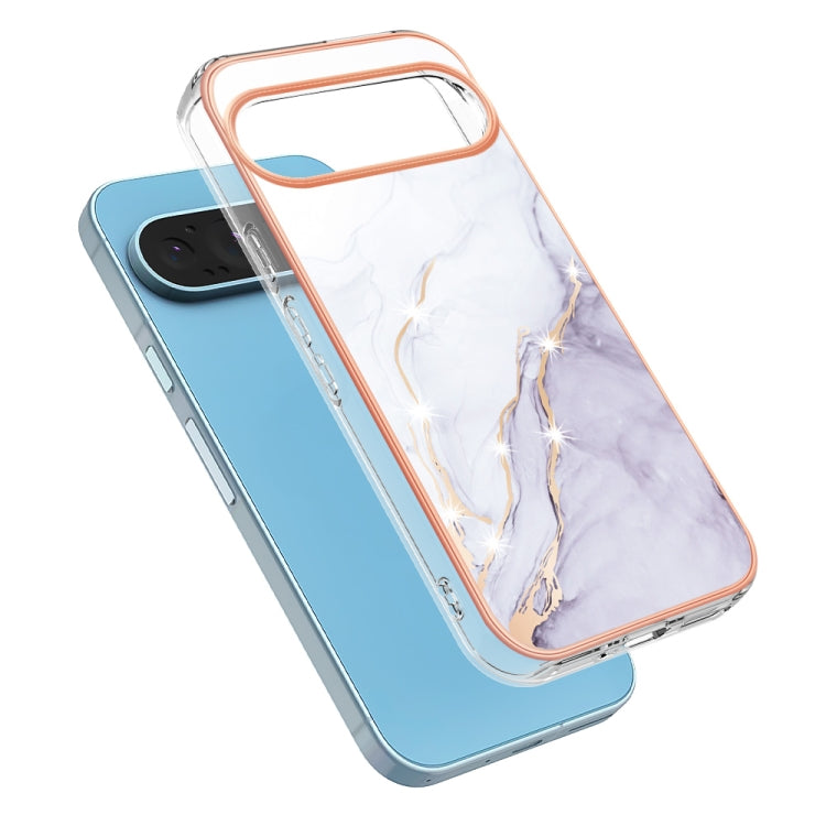 For Google Pixel 9 Pro XL Electroplating Marble Dual-side IMD Phone Case(White 006) - Google Cases by PMC Jewellery | Online Shopping South Africa | PMC Jewellery | Buy Now Pay Later Mobicred