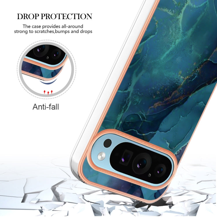For Google Pixel 9 Pro XL Electroplating Marble Dual-side IMD Phone Case(Green 017) - Google Cases by PMC TechLife | Online Shopping South Africa | PMC TechLife | Buy Now Pay Later Mobicred
