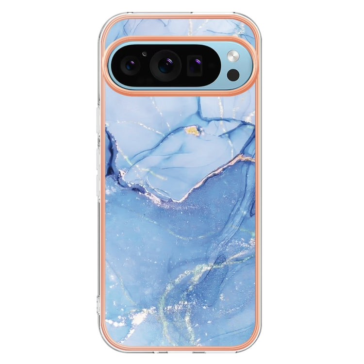 For Google Pixel 9 Pro XL Electroplating Marble Dual-side IMD Phone Case(Blue 018) - Google Cases by PMC TechLife | Online Shopping South Africa | PMC TechLife | Buy Now Pay Later Mobicred