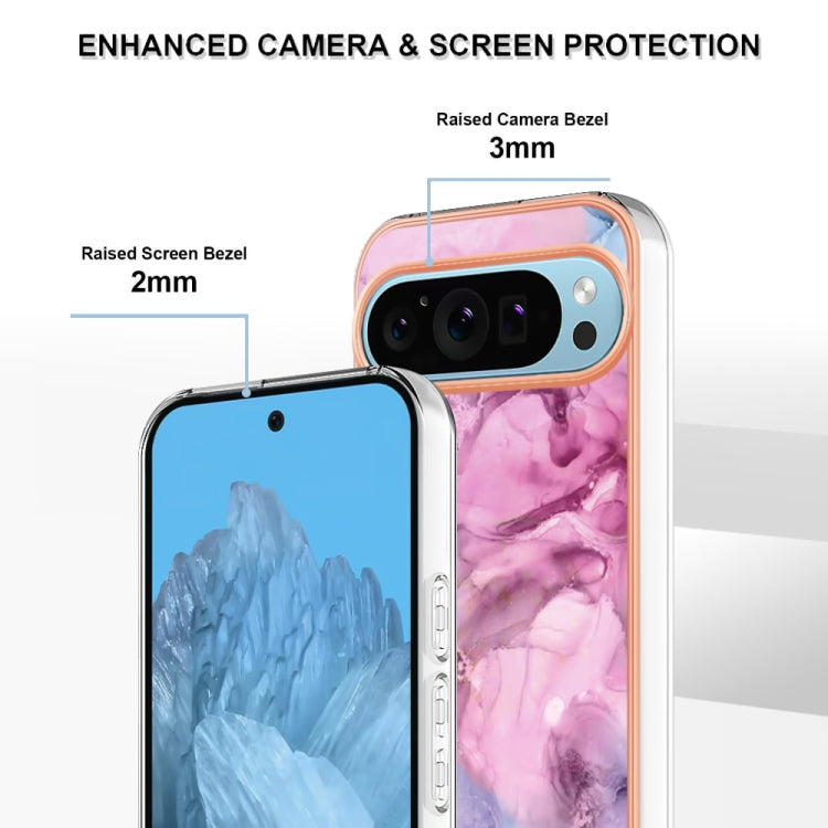 For Google Pixel 9 Pro XL Electroplating Marble Dual-side IMD Phone Case(Pink 013) - Google Cases by PMC Jewellery | Online Shopping South Africa | PMC Jewellery | Buy Now Pay Later Mobicred