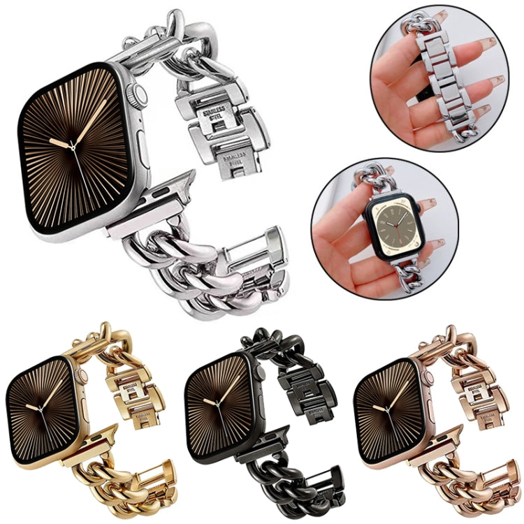 Big Denim Chain Metal Watch Band For Apple Watch 9 41mm(Silver) - free shipping - PMC TechLife - Order now!