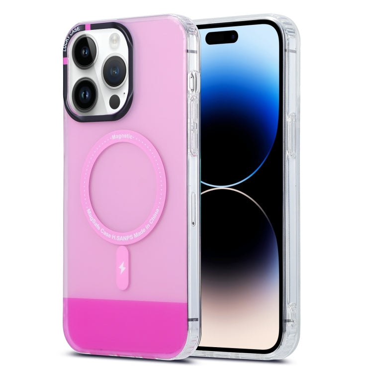 For iPhone 15 Pro PC + TPU IMD MagSafe Magnetic Phone Case(Pink) - iPhone 15 Pro Cases by PMC Jewellery | Online Shopping South Africa | PMC Jewellery