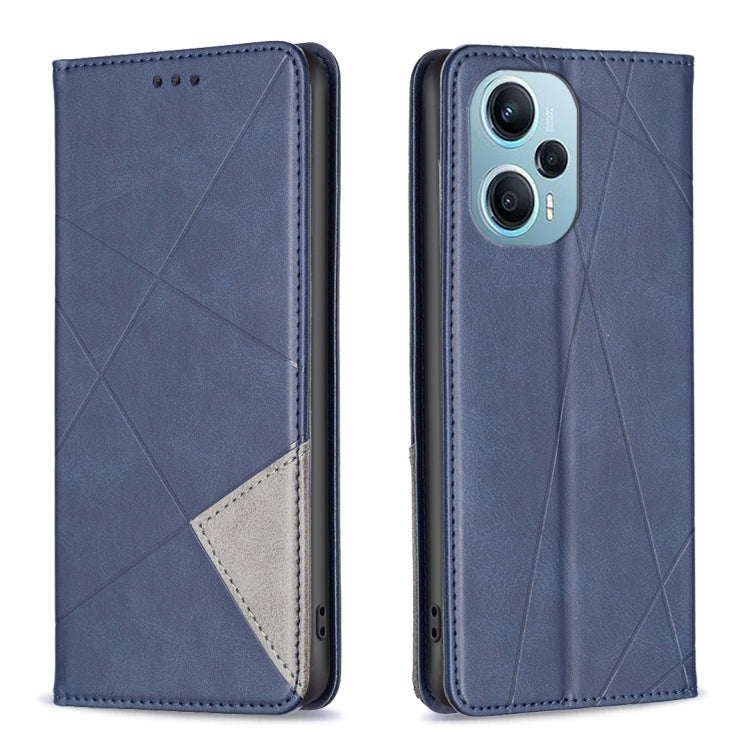 For Xiaomi Poco F5 5G / Redmi Note 12 Turbo Rhombus Texture Magnetic Leather Phone Case(Blue) - Xiaomi Cases by PMC TechLife | Online Shopping South Africa | PMC TechLife | Buy Now Pay Later Mobicred
