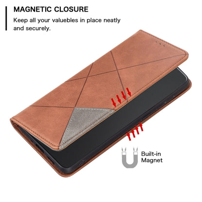 For Xiaomi Redmi 13C Rhombus Texture Magnetic Leather Phone Case(Brown) - 13C Cases by PMC Jewellery | Online Shopping South Africa | PMC Jewellery | Buy Now Pay Later Mobicred