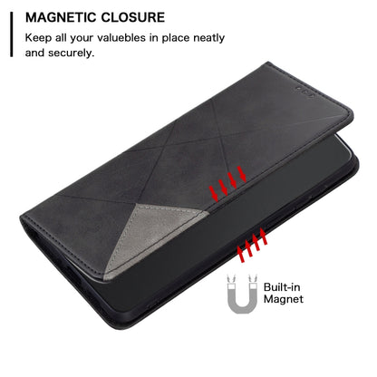 For Xiaomi Redmi 13C Rhombus Texture Magnetic Leather Phone Case(Black) - 13C Cases by PMC Jewellery | Online Shopping South Africa | PMC Jewellery | Buy Now Pay Later Mobicred