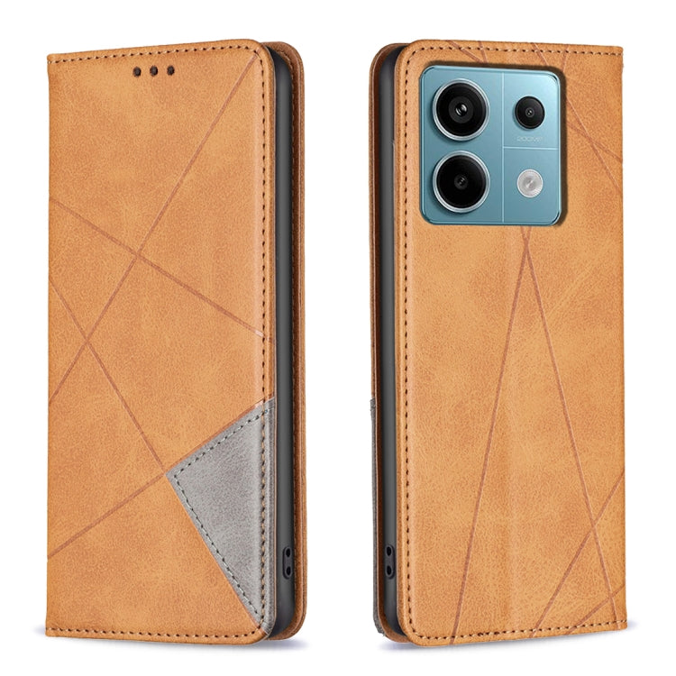 For Xiaomi Redmi Note 13 Pro 4G Global Rhombus Texture Magnetic Leather Phone Case(Yellow) - Note 13 Pro Cases by PMC TechLife | Online Shopping South Africa | PMC TechLife | Buy Now Pay Later Mobicred