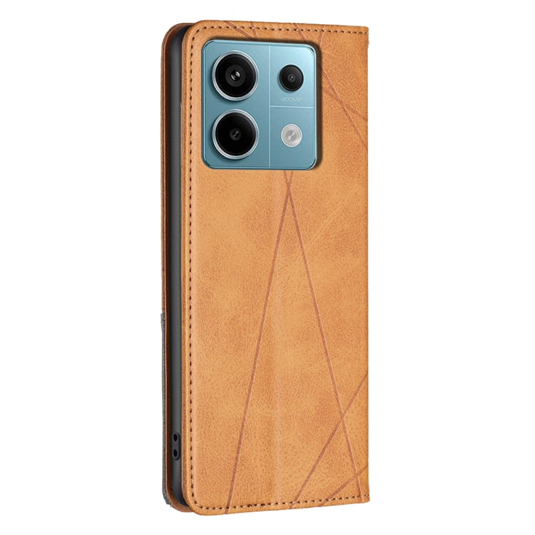 For Xiaomi Redmi Note 13 Pro 4G Global Rhombus Texture Magnetic Leather Phone Case(Yellow) - Note 13 Pro Cases by PMC TechLife | Online Shopping South Africa | PMC TechLife | Buy Now Pay Later Mobicred