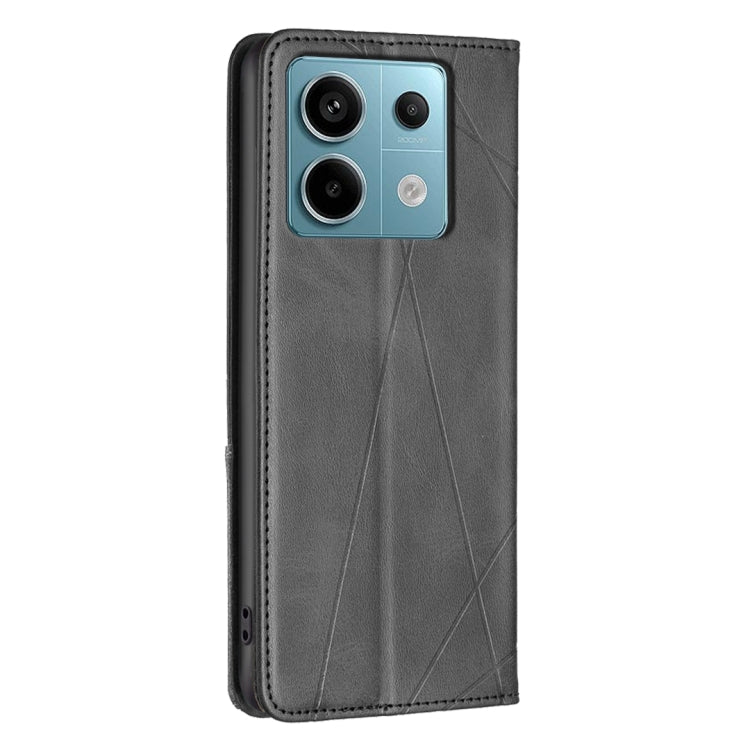 For Xiaomi Poco M6 Pro 4G Rhombus Texture Magnetic Leather Phone Case(Black) - Xiaomi Cases by PMC TechLife | Online Shopping South Africa | PMC TechLife | Buy Now Pay Later Mobicred
