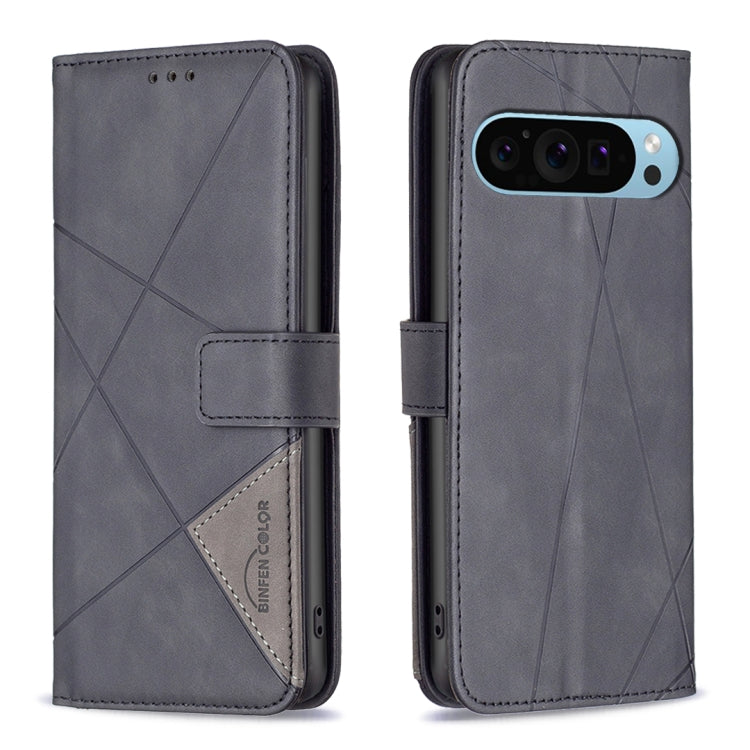 For Google Pixel 9 Magnetic Buckle Rhombus Texture Leather Phone Case(Black) - free shipping - PMC TechLife - Order now!