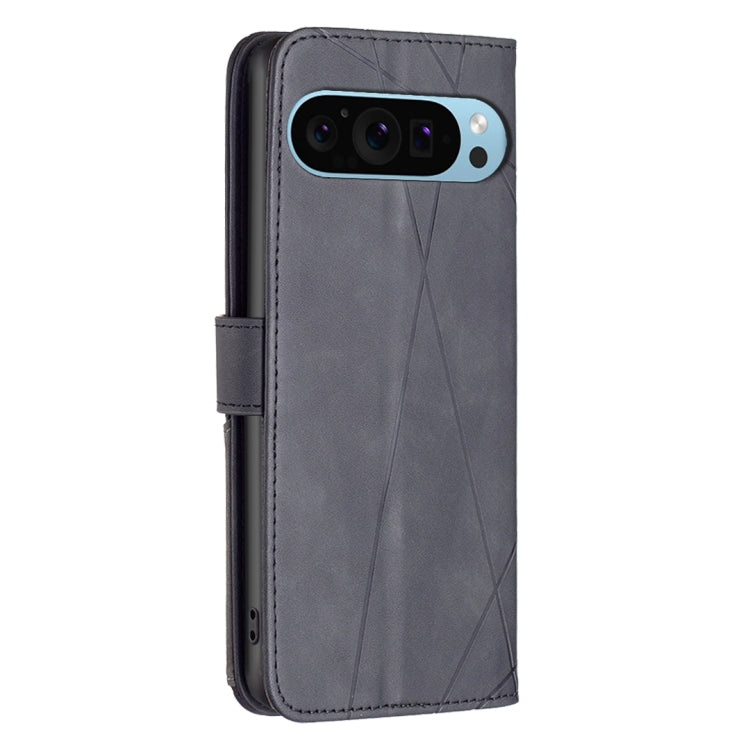 For Google Pixel 9 Magnetic Buckle Rhombus Texture Leather Phone Case(Black) - free shipping - PMC TechLife - Order now!