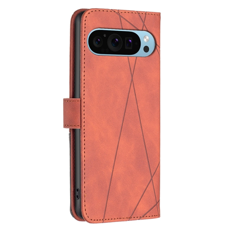 For Google Pixel 9 Pro Magnetic Buckle Rhombus Texture Leather Phone Case(Brown) - Google Cases by PMC TechLife | Online Shopping South Africa | PMC TechLife | Buy Now Pay Later Mobicred