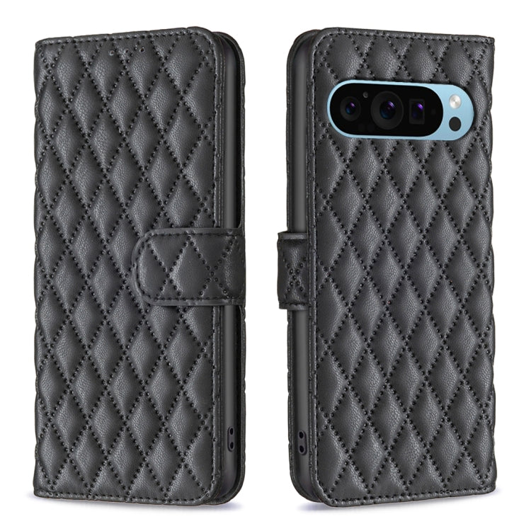 For Google Pixel 9 Diamond Lattice Wallet Leather Flip Phone Case(Black) - Google Cases by PMC Jewellery | Online Shopping South Africa | PMC Jewellery | Buy Now Pay Later Mobicred