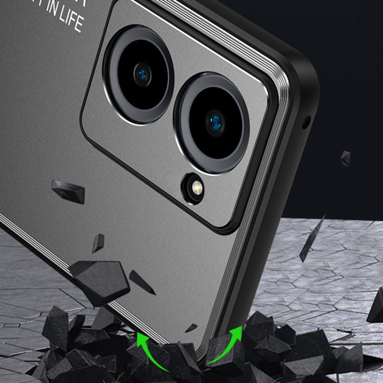 For vivo iQOO Z7 Frosted Metal Phone Case(Black) - vivo Cases by PMC TechLife | Online Shopping South Africa | PMC TechLife | Buy Now Pay Later Mobicred