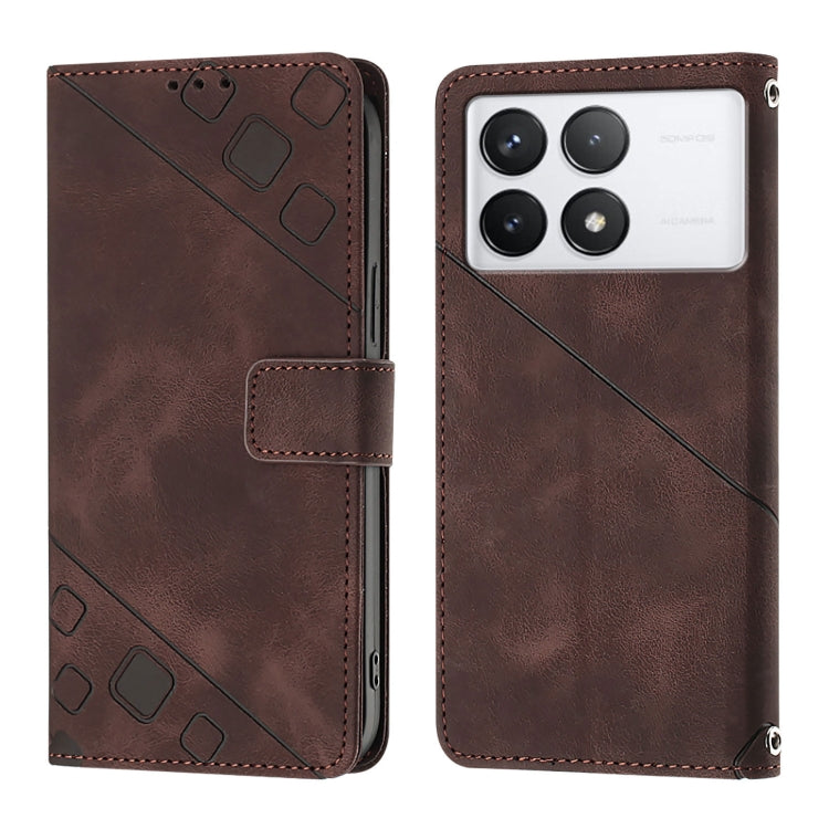 For Xiaomi Redmi K70 / K70 Pro Skin Feel Embossed Leather Phone Case(Brown) - K70 Cases by PMC Jewellery | Online Shopping South Africa | PMC Jewellery | Buy Now Pay Later Mobicred