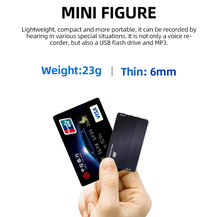 JNN M2 Ultra-thin HD Noise Reduction Intelligent Control Voice Voice Recorder, Capacity:16GB(Black) - free shipping - PMC Jewellery - Order now!