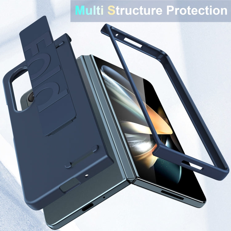 For Samsung Galaxy Z Fold4 Silicone Wristband Holder Foldable Phone Case(Blue) - Galaxy Z Fold4 5G Cases by PMC TechLife | Online Shopping South Africa | PMC TechLife