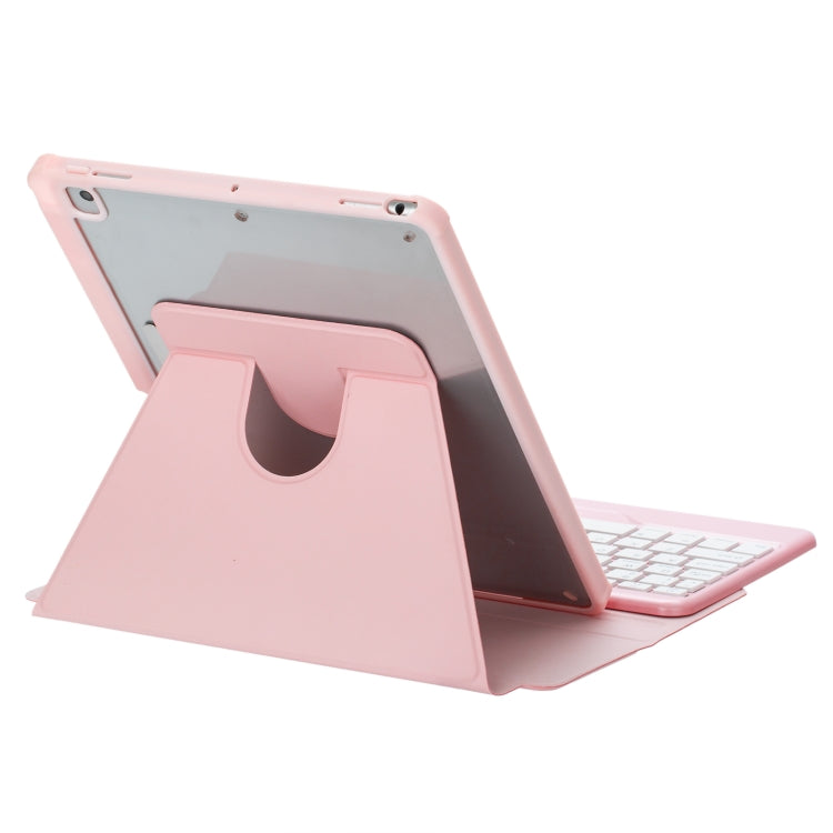 For iPad 10th Gen 10.9 2022 F10B 360 Rotation Acrylic Transparent Bluetooth Keyboard Leather Case(Pink) - Universal by PMC TechLife | Online Shopping South Africa | PMC TechLife