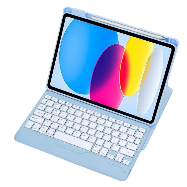 For iPad 11 2025 / 10th Gen 10.9 2022 F10B 360 Rotation Acrylic Transparent Bluetooth Keyboard Leather Case(Blue) - Universal by PMC TechLife | Online Shopping South Africa | PMC TechLife | Buy Now Pay Later Mobicred