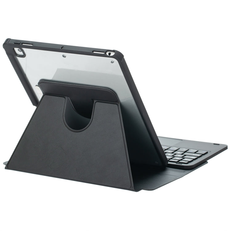 For iPad 11 2025 / 10th Gen 10.9 2022 F10B-A 360 Rotation Acrylic Transparent Bluetooth Keyboard Leather Case With Touch Control(Black) - free shipping - PMC TechLife - Order now!