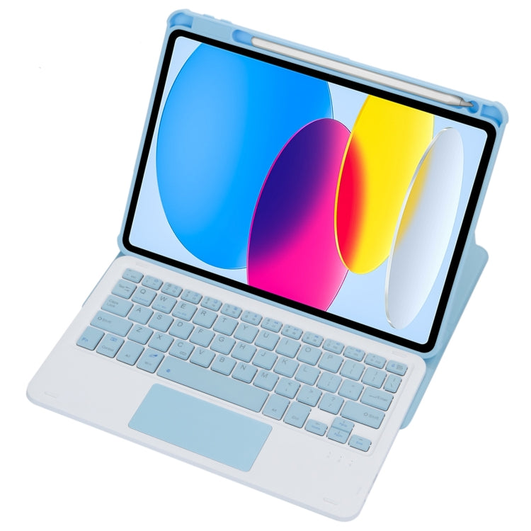For iPad 10th Gen 10.9 2022 F10B-A 360 Rotation Acrylic Transparent Bluetooth Keyboard Leather Case With Touch Control(Blue) - Universal by PMC TechLife | Online Shopping South Africa | PMC TechLife